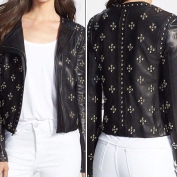 Diane Von Furstenberg Studded Leather Jacket 2 - Picture 1 of 4